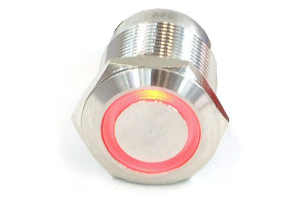 Phobya Vandalismus / Klingeltaster 19mm Edelstahl, rot Ring beleuchtet 6pin