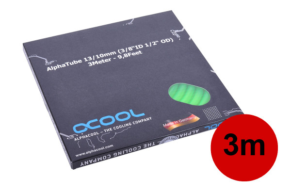 Alphacool Schlauch AlphaTube HF 13/10 (3/8"ID) - UV Grün 3m (9,8ft) Retailbox