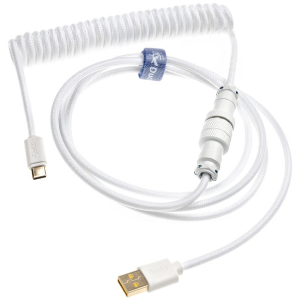 Ducky Premicord Pure White Spiralkabel, USB Typ C auf Typ A - 1,8m
