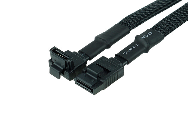 Phobya SATA 3.0 Anschlusskabel mit Sicherheitslasche 45cm - Schwarz gesleevt