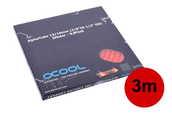 Alphacool Schlauch AlphaTube HF 13/10 (3/8"ID) - UV Rot 3m (9,8ft) Retailbox