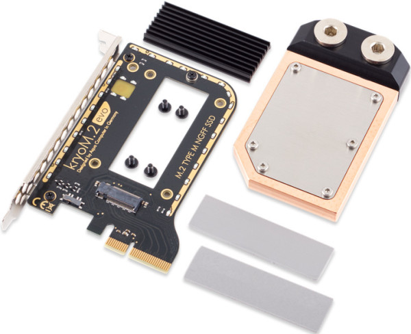 kryoM.2 evo PCIe 5.0/4.0/3.0 x4 Adapter für M.2 NGFF PCIe SSD, M-Key mit Wasserkühler