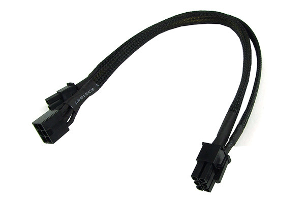 Phobya PCI-E Stromadapter 6pin -> 8pin PCI-E (oder 6pin + 2) 30cm - Schwarz