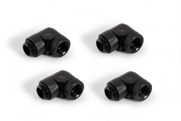 Alphacool Eiszapfen Winkeladapter 90° drehbar G1/4 AG auf G1/4 IG - 4stk Set Deep Black