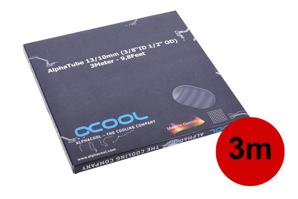 Alphacool Schlauch AlphaTube HF 13/10 (3/8"ID) - UV Schwarz 3m (9,8ft) Retailbox