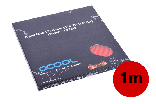 Alphacool Schlauch AlphaTube HF 13/10 (3/8"ID) - UV Rot 1m (3,3ft) Retailbox