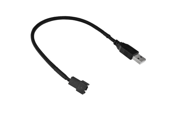 Cable Junkies USB auf 3-Pin Lüfter Kabel 30cm mit schwarzem Sleeve