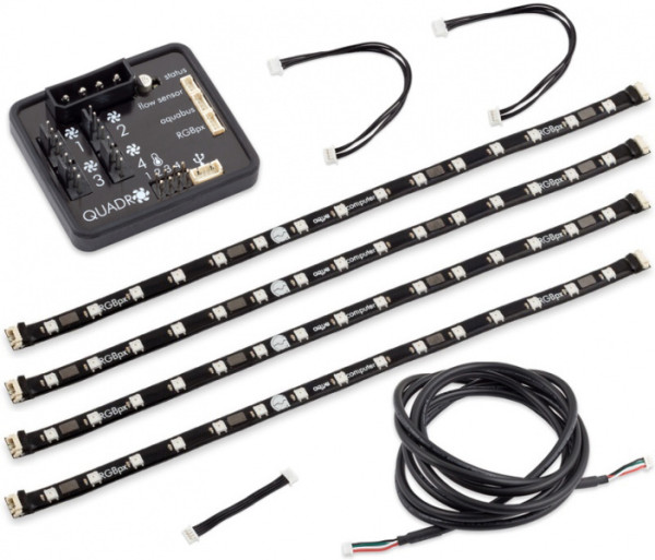 QUADRO Lüftersteuerung für PWM-Lüfter mit RGBpx Beleuchtungsset für Monitore, 60 adressierbare LEDs